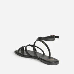 Sandale noire cuir entre-doigt