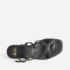 Sandale noire cuir entre-doigt