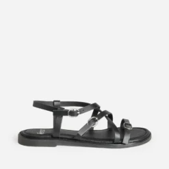Sandale noire cuir multi brides