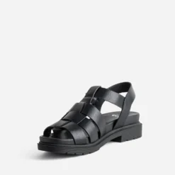 Sandale noire larges brides