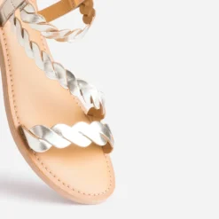Sandale or en cuir à brides entrelacées