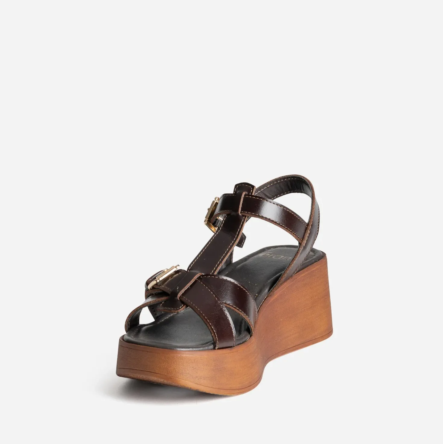 Sandale plateforme marron cuir