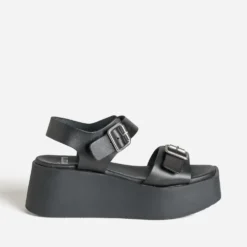 Sandale plateforme noire cuir