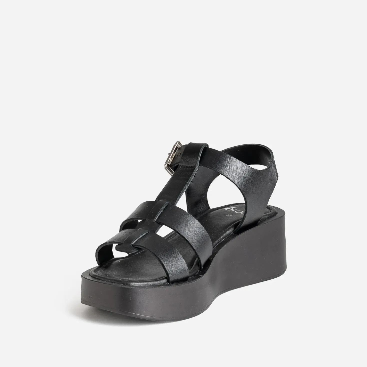Sandale plateforme noire cuir