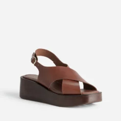Sandale à plateforme TEXTO camel cuir