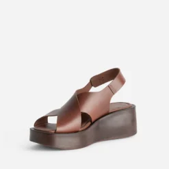 Sandale à plateforme TEXTO camel cuir