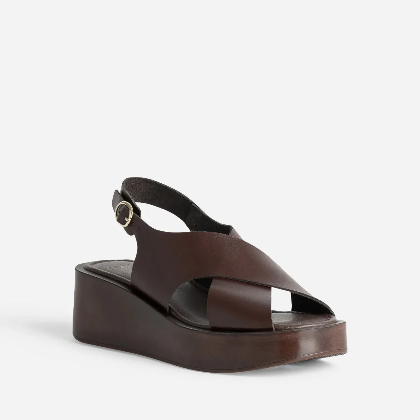 Sandale à plateforme TEXTO marron cuir