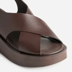 Sandale à plateforme TEXTO marron cuir