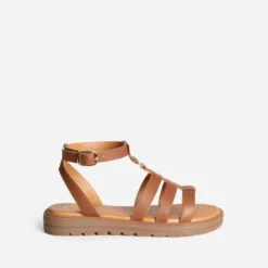 Sandale spartiate BUGGY camel en cuir