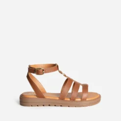 Sandale spartiate BUGGY camel en cuir