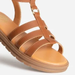 Sandale spartiate BUGGY camel en cuir