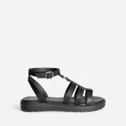 Sandale spartiate BUGGY noire en cuir