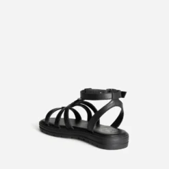 Sandale spartiate BUGGY noire en cuir