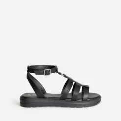Sandale spartiate BUGGY noire en cuir