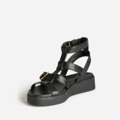 Sandale spartiate noire cuir