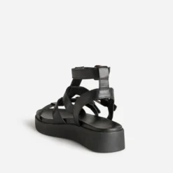 Sandale spartiate noire cuir