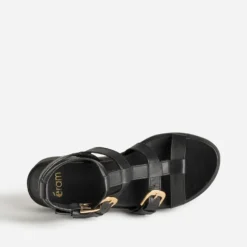 Sandale spartiate noire cuir