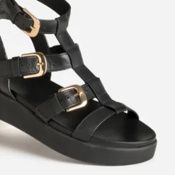 Sandale spartiate noire cuir