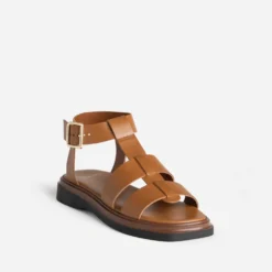 Sandale spartiate TEXTO cognac cuir
