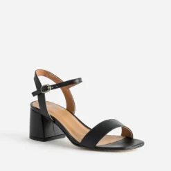 Sandale à talon noire cuir