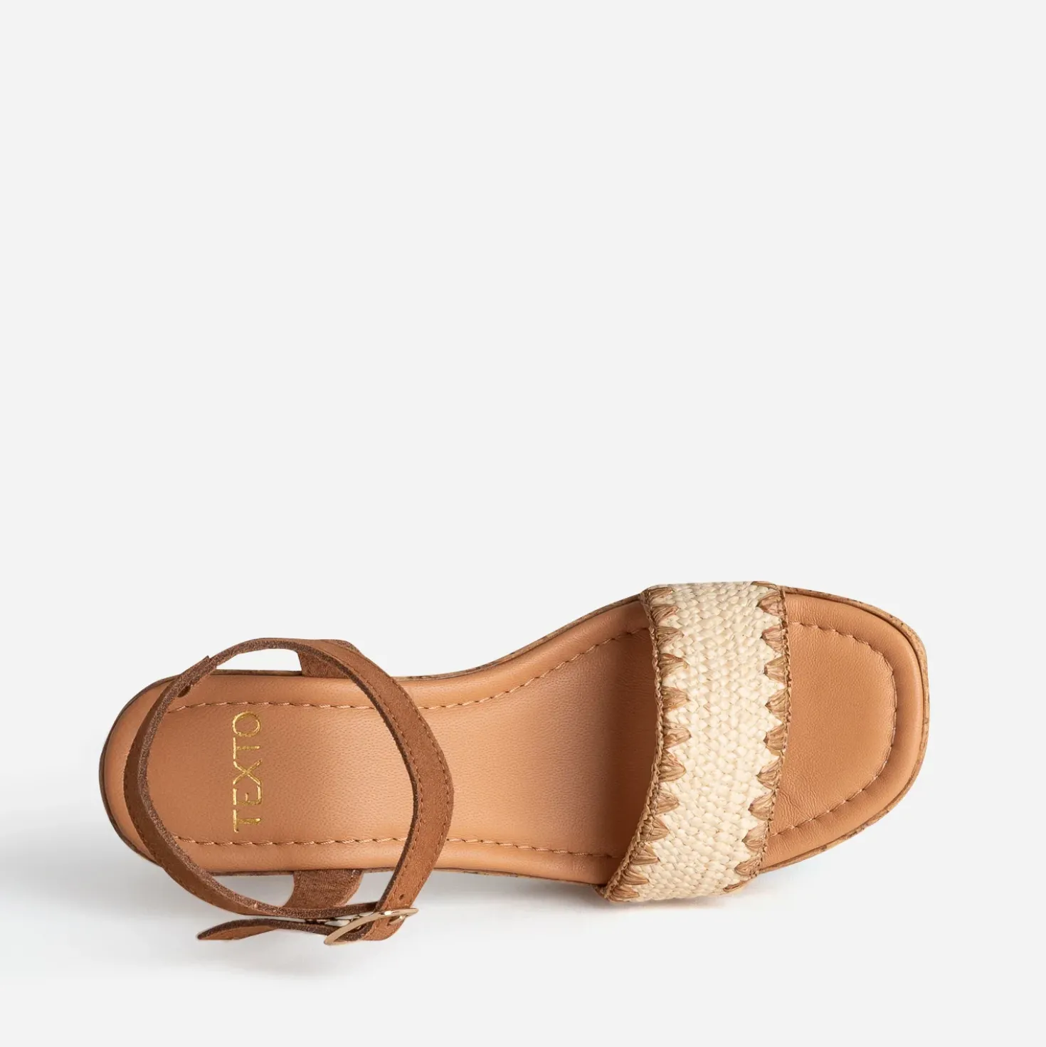Sandale à talon TEXTO camel cuir velours