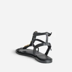 Sandale TEXTO noire cuir bride-bijou