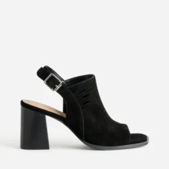 Sandale TEXTO noire cuir velours open-toe