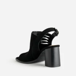 Sandale TEXTO noire cuir velours open-toe