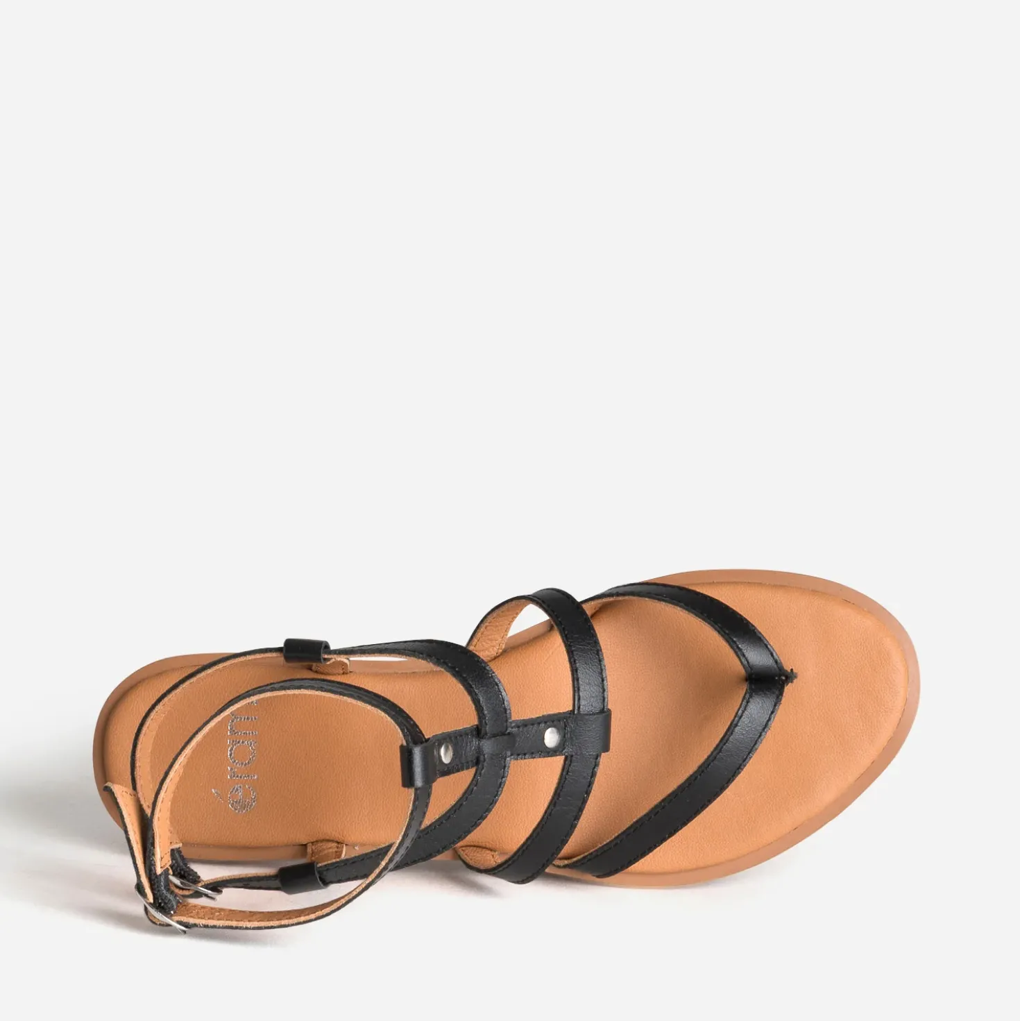 Sandale-tong noir cuir multi-brides