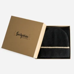 Set bonnet et écharpe TEXTO noirs tricot