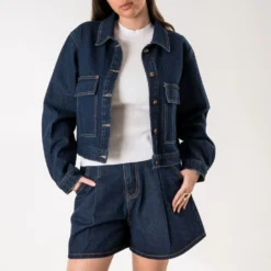 Short large en jean TEXTO brut