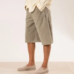Slip-on beige textile motif chevrons