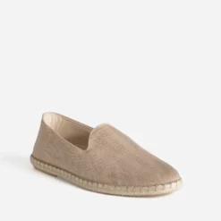 Slip-on beige textile motif chevrons