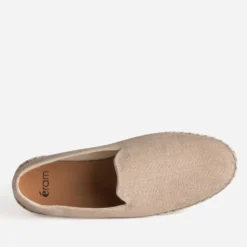 Slip-on beige textile motif chevrons