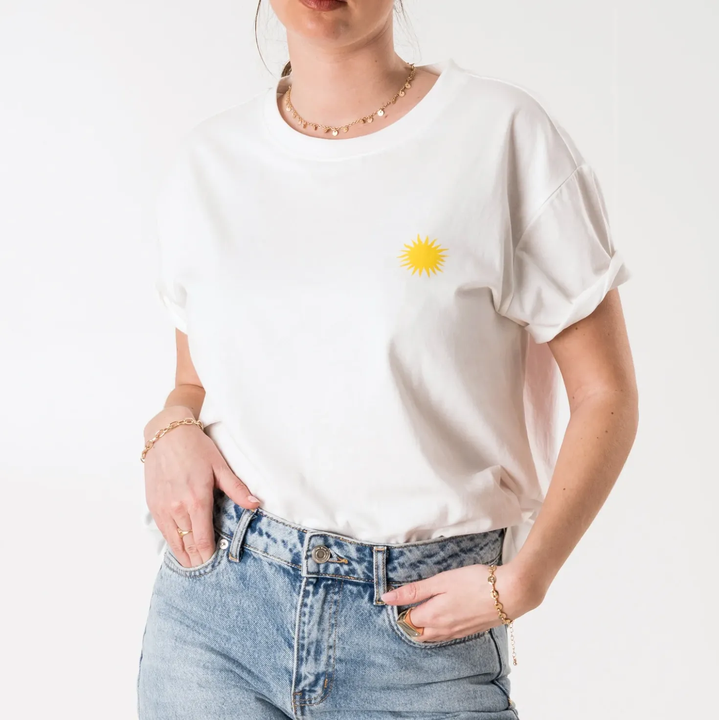 Tee-shirt TEXTO blanc visuel soleil