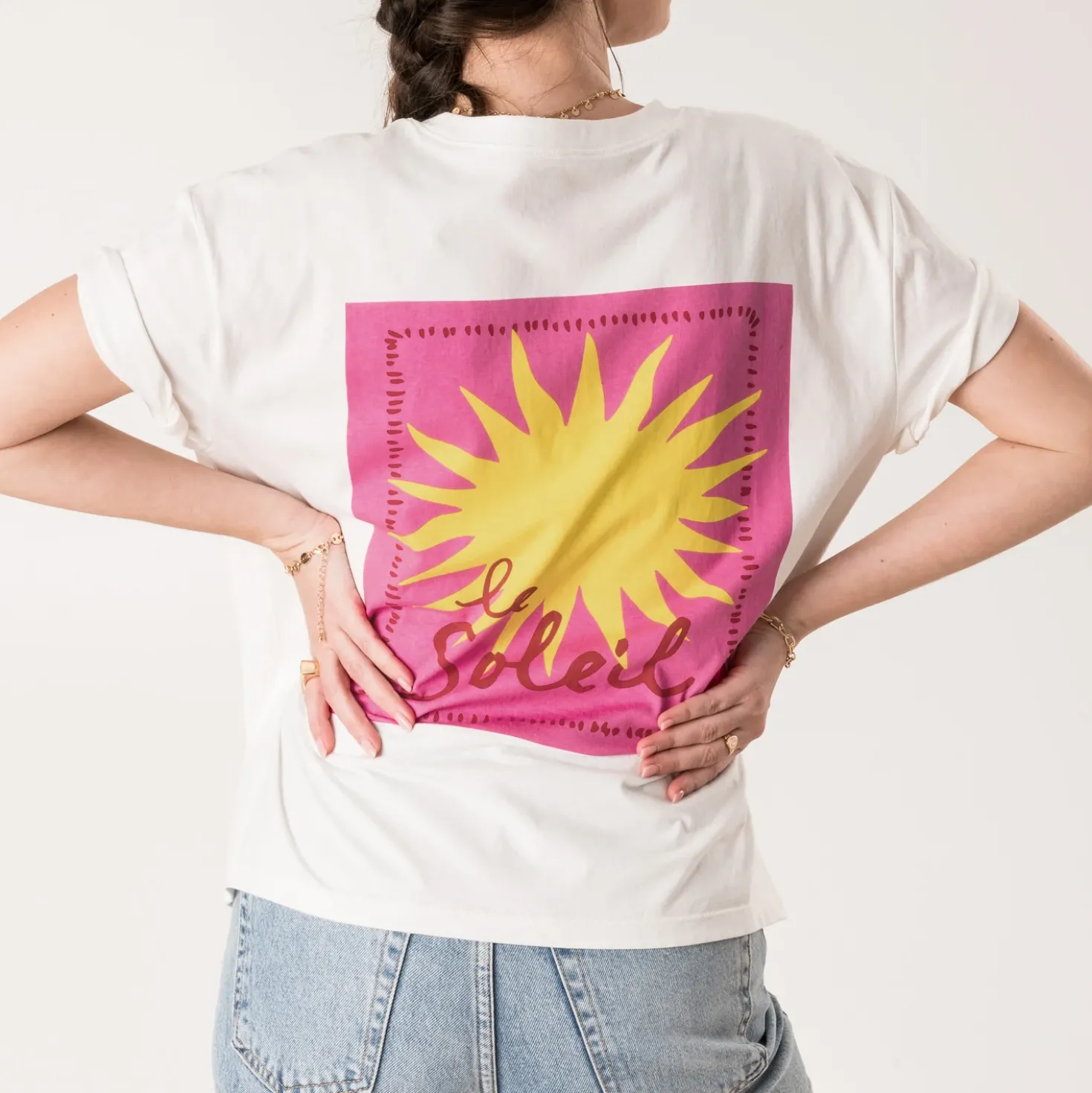 Tee-shirt TEXTO blanc visuel soleil