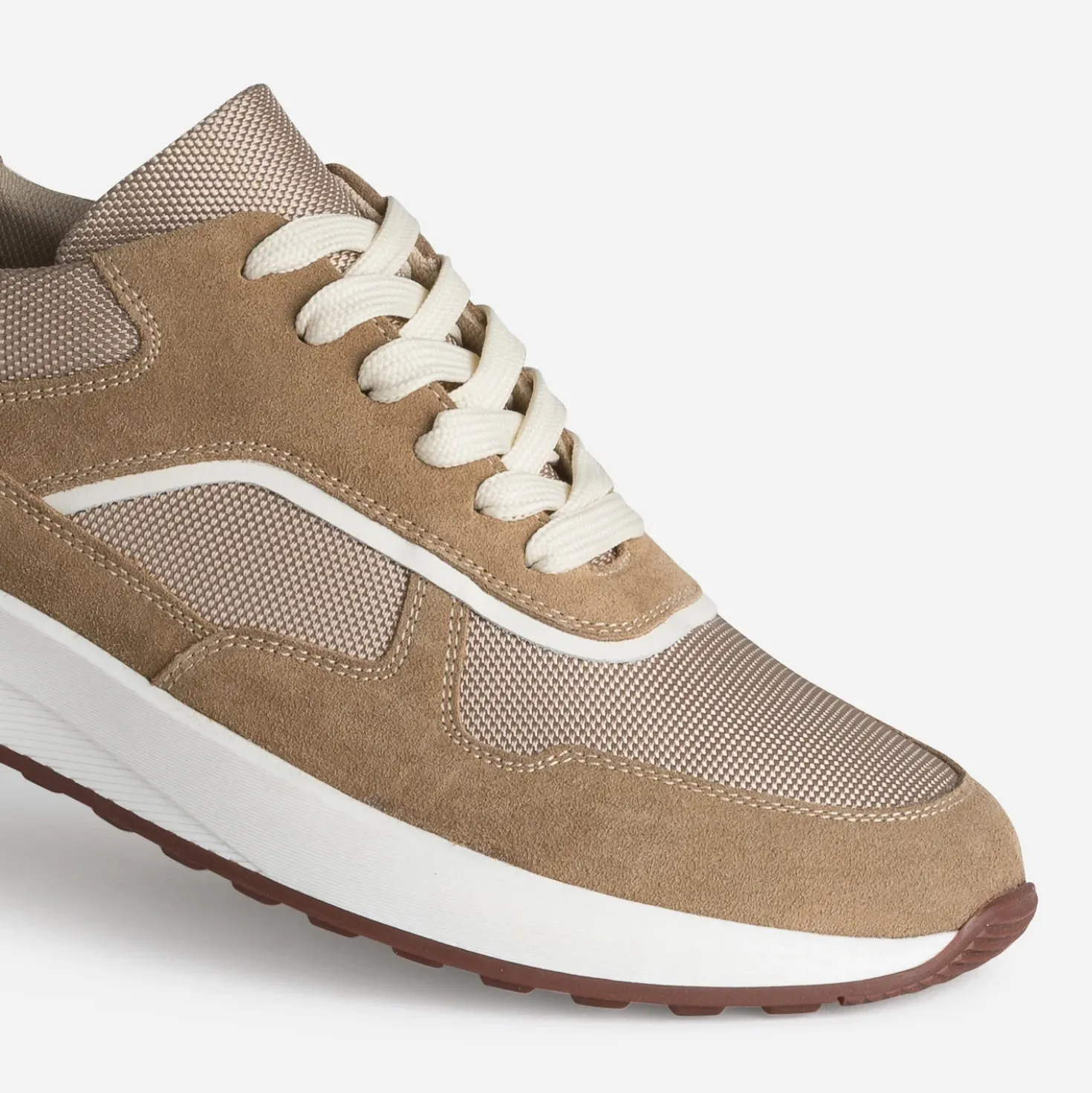 Tennis beige cuir bi-matière