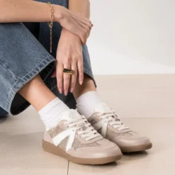 Tennis beige dorée bi-matière