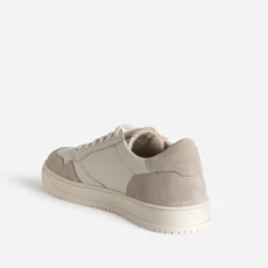 Tennis beige et taupe cuir