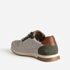 Tennis beige, kaki, marron multi-matières