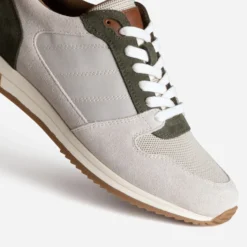 Tennis beige, kaki, marron multi-matières