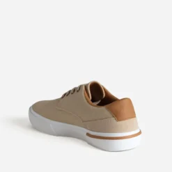 Tennis beige toile détails camel