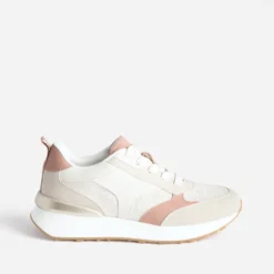 Tennis beige, vieux rose et taupe semelle amovible