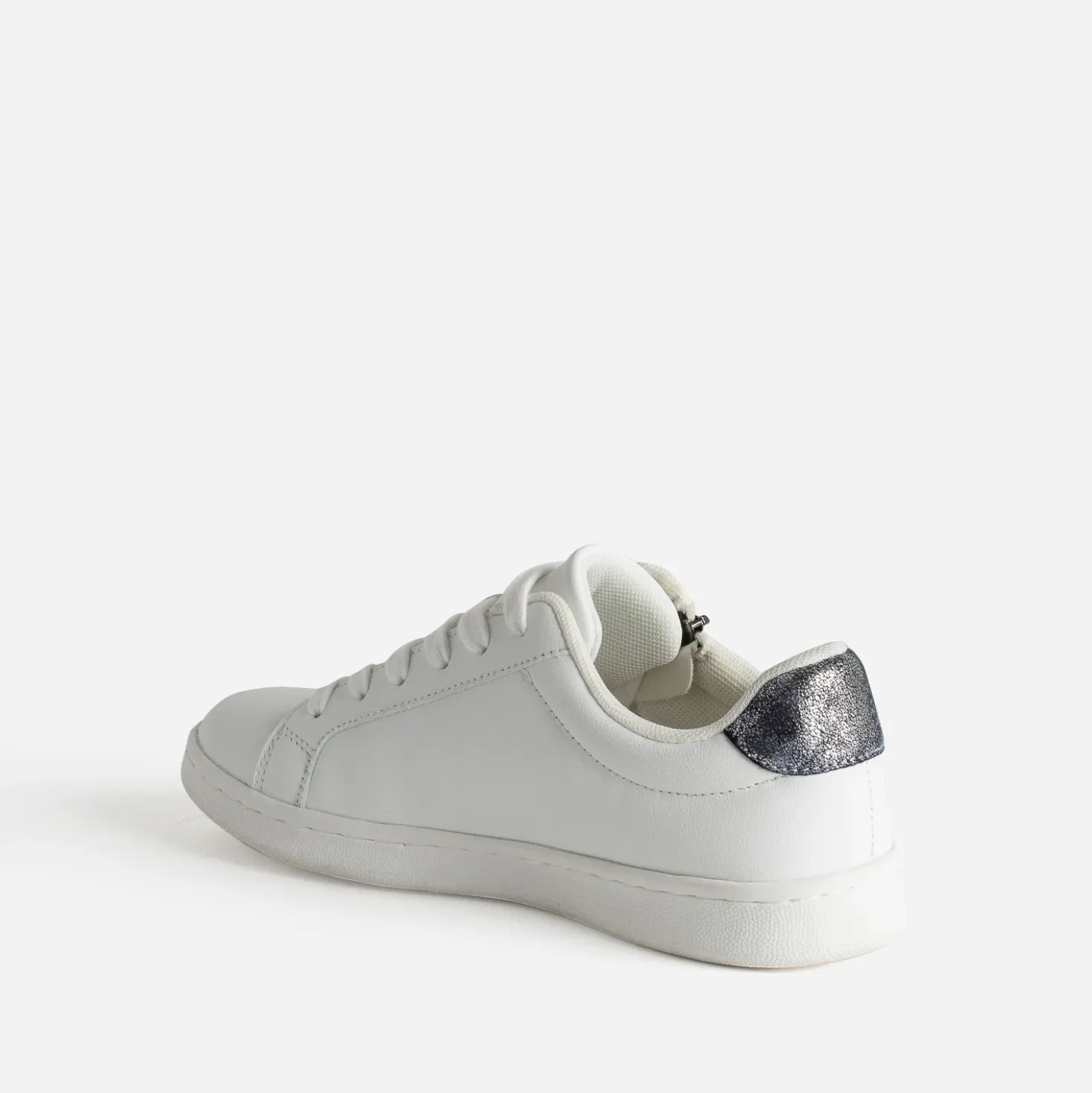 Tennis blanche contrefort marine irisé