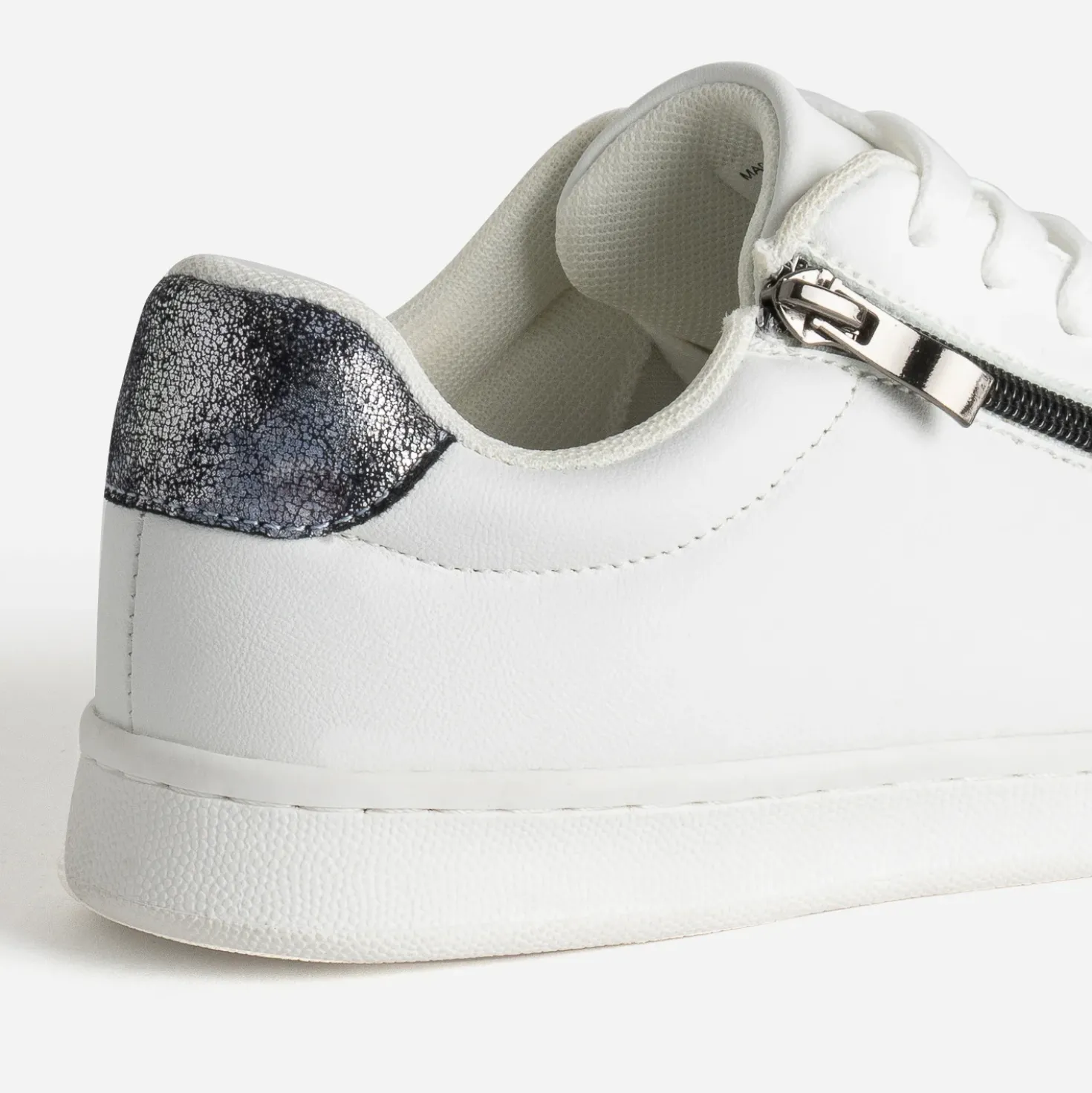 Tennis blanche contrefort marine irisé