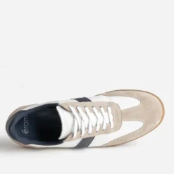 Tennis blanche cuir détails beige et marine