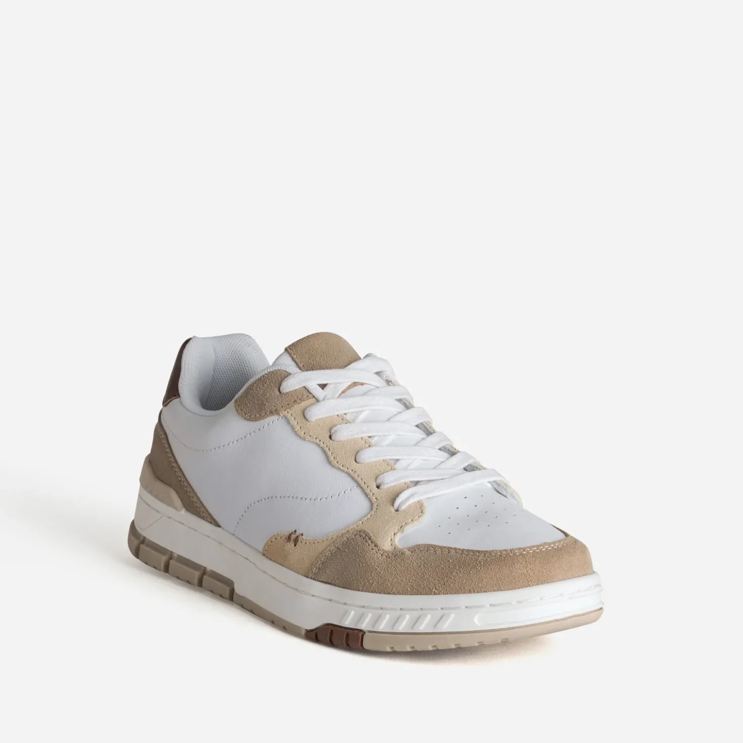 Tennis blanche détails beiges