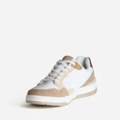 Tennis blanche détails beiges