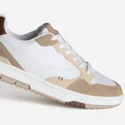 Tennis blanche détails beiges