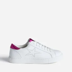 Tennis blanche détails fuchsia métallisé